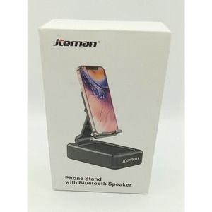JTEMAN Phone Stand with Bluetooth Speaker Black